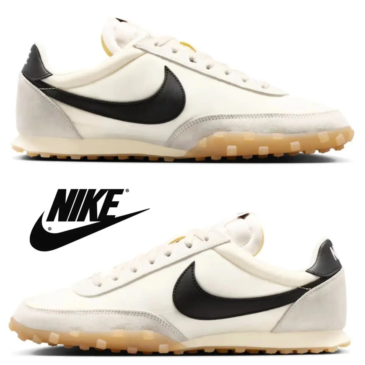 Nike shoes - Nike Waffle Racer - Waffle Racer - Gray, Maufacturer: Sail/Coconut Milk/Gum Light Brown/Black 8