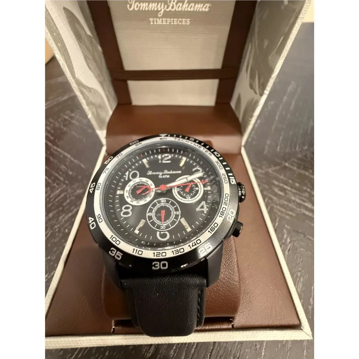 Tommy Bahama Men`s Dress Sport Black Watch Chronograph Day/date IP TB00013-03