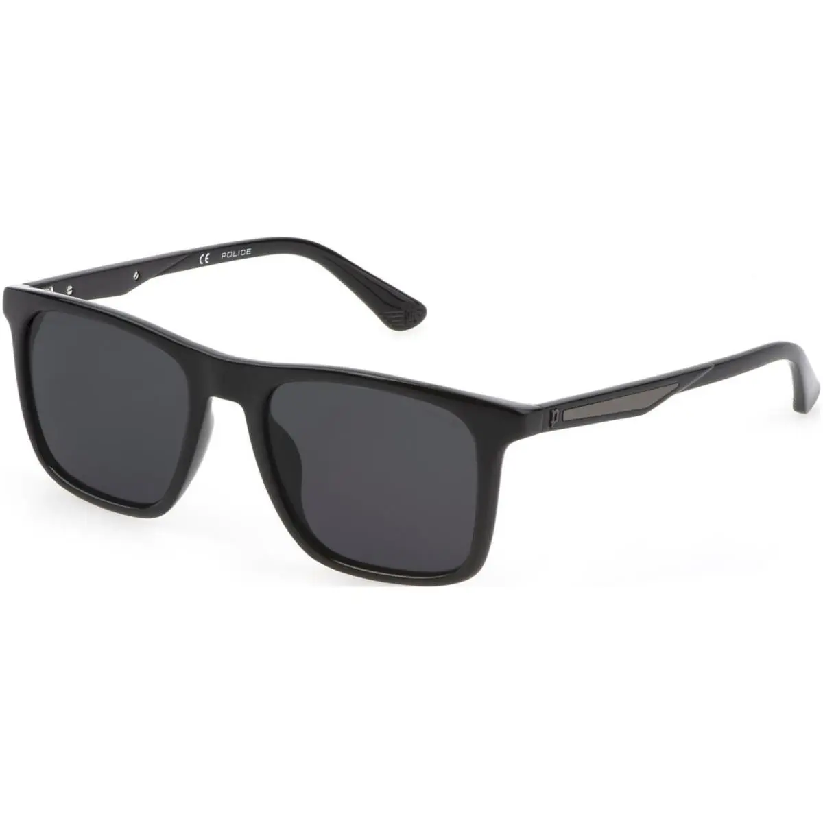 Police Groove Men`s Polarized Blk Square Sunglasses w Steel Hinges SPLF17E54Z42P