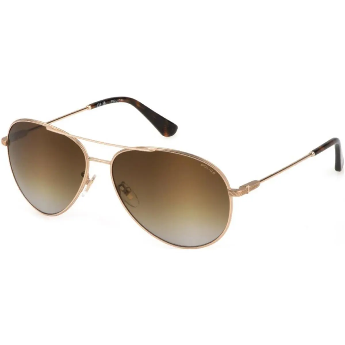 Police Octane 8 Men`s Gold-tone Aviator Sunglasses w/ Gradient Lens SPLL11620H34