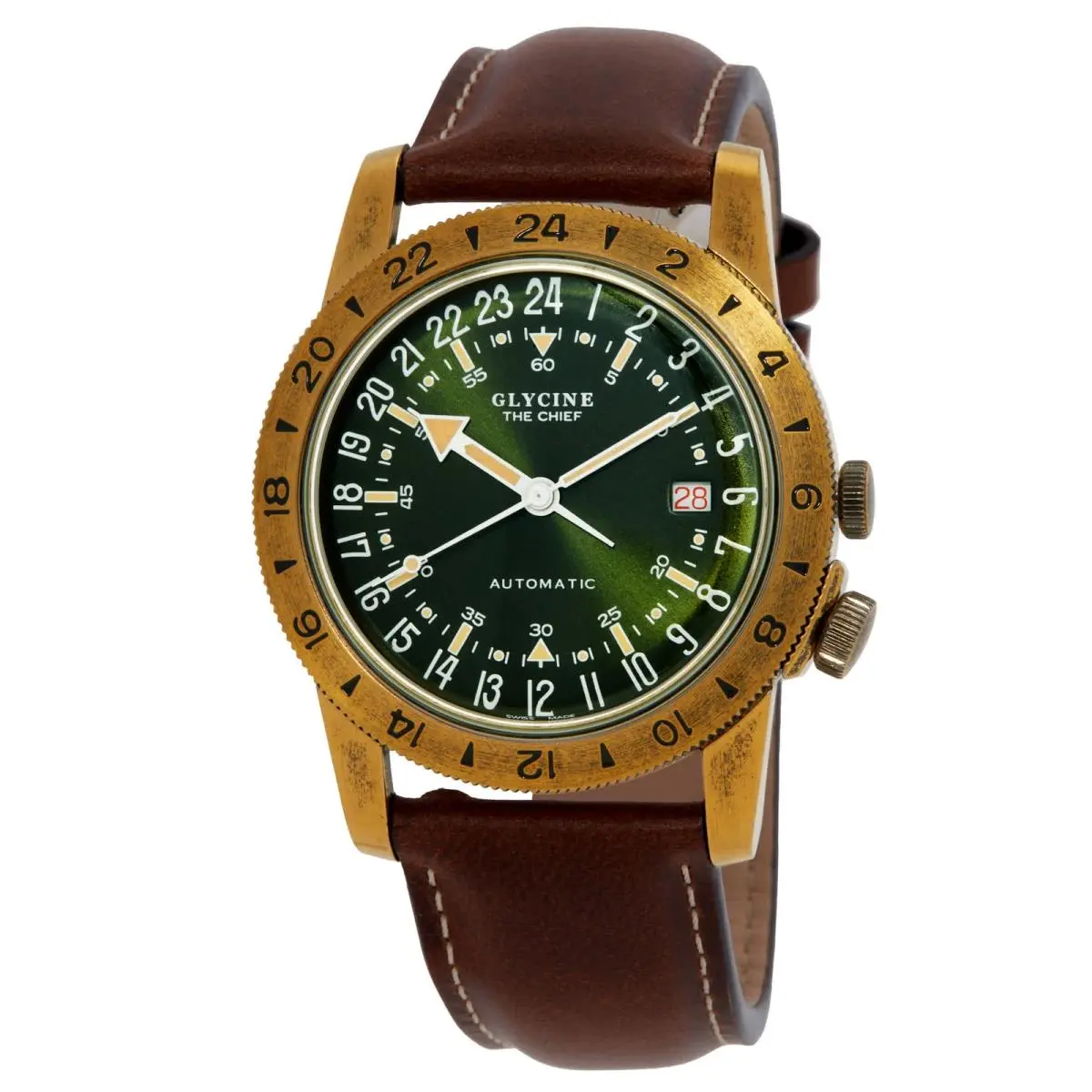 Glycine Airman Vintage The Chief Purist Automatic Green Dial Men`s Watch GL0413