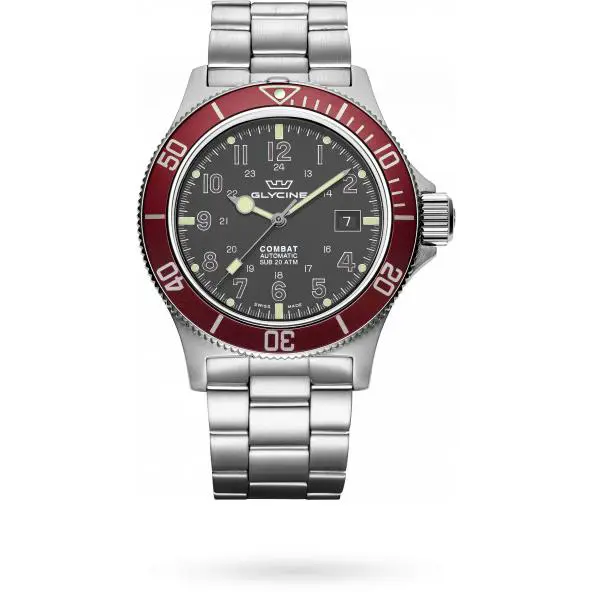 Glycine Men`s Combat Sub 42mm Automatic Watch GL0078 - Dial: Gray, Band: Gray, Other Dial: Grey