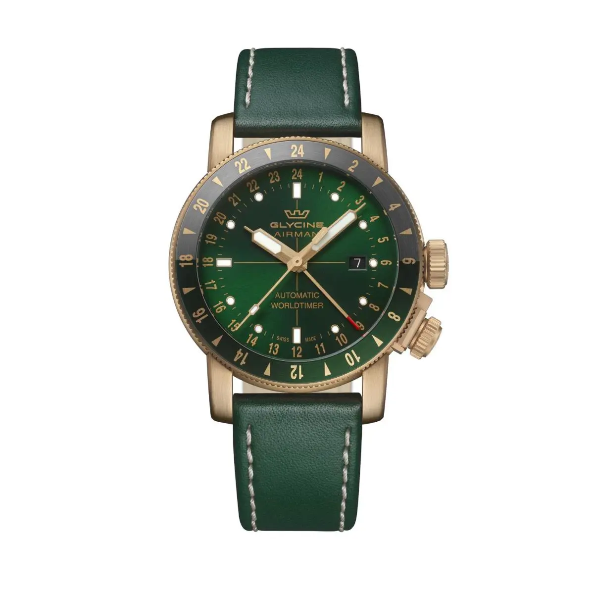 Men`s Airman Contemporary Bronze Gmt 44mm Automatic Watch GL0550 by Glycine