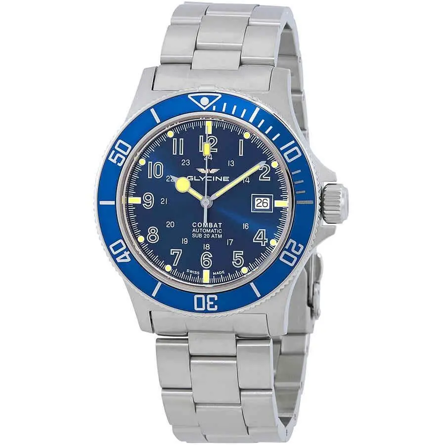 Combat Sub Automatic Blue Dial Men`s Watch GL0077 by Glycine