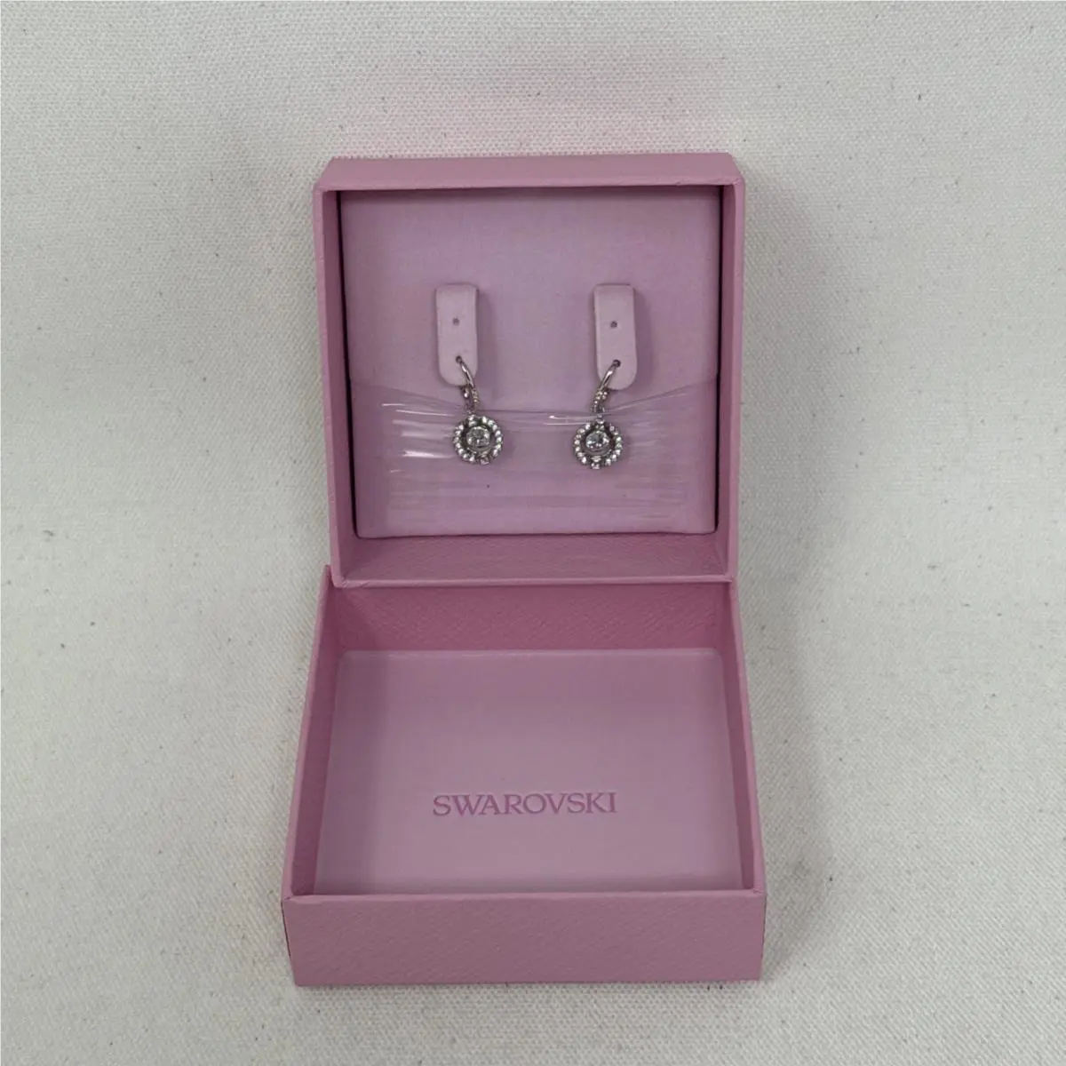 Swarovski Sparkling Dance Drop Earrings Round Cut Rhodium Plated - 5504652
