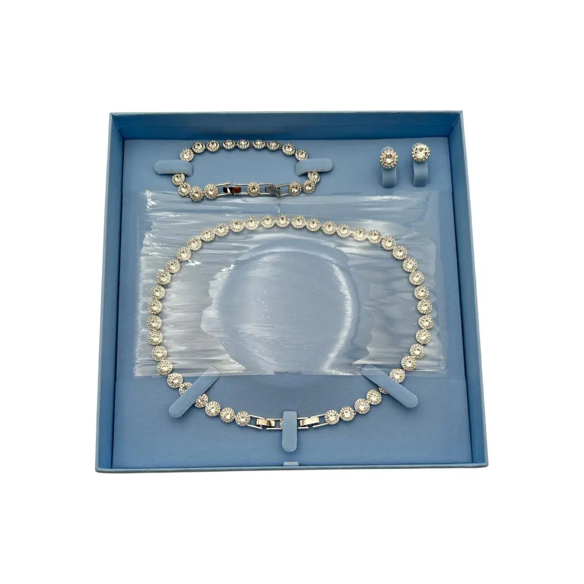 Ladies Angelic White Rhodium Plated Round Cut Set by Swarovski