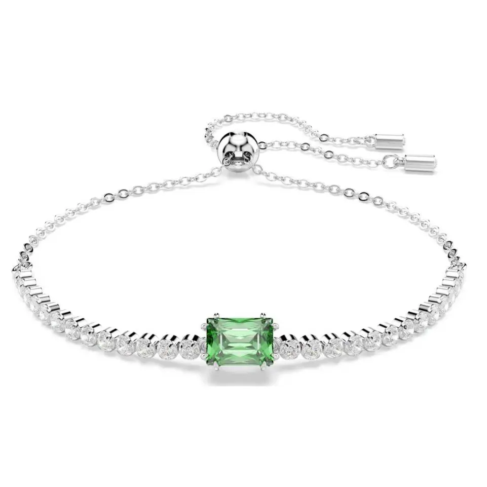 Swarovski Matrix Tennis Bracelet Mixed Cuts Green Rhodium Plated- 5693411