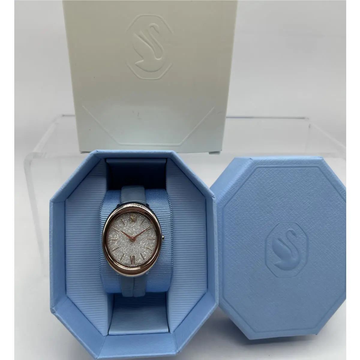 Swarovski Imber Oval Watch Swiss Made Leather Bracelet Champagne Gold 5717539