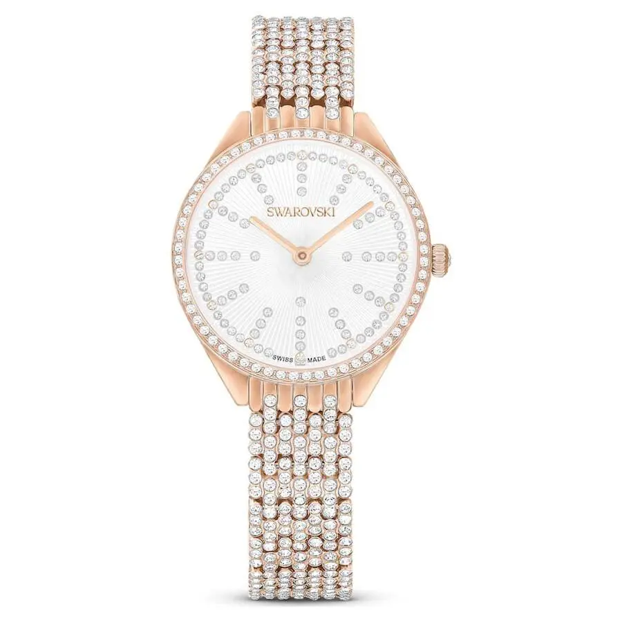 Attract 5644053 Women`s Watch Full Pave Rose Gold Metal Bracelet by Swarovski