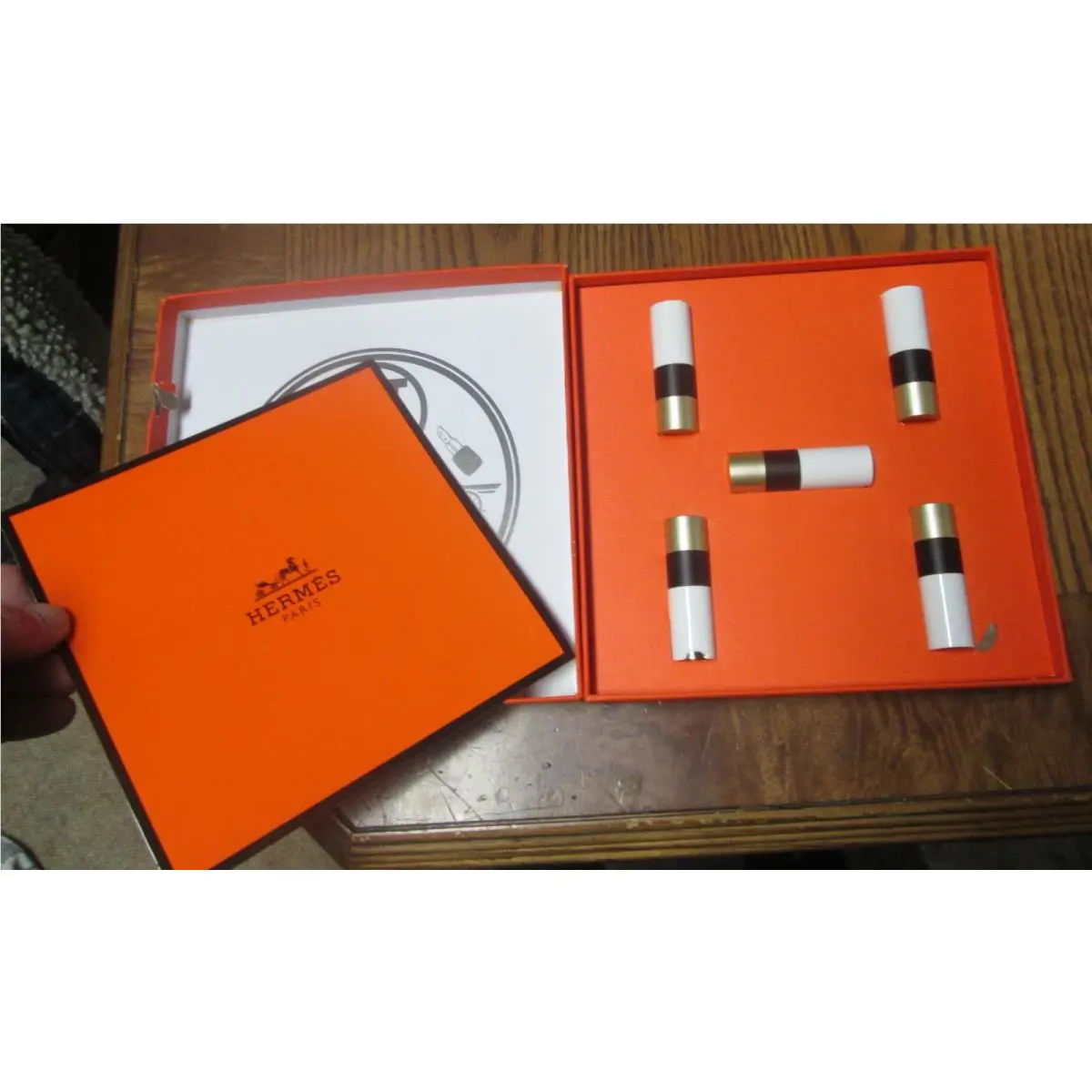 Hermes Paris 5 Sample Travel Lipsticks W/box--l K