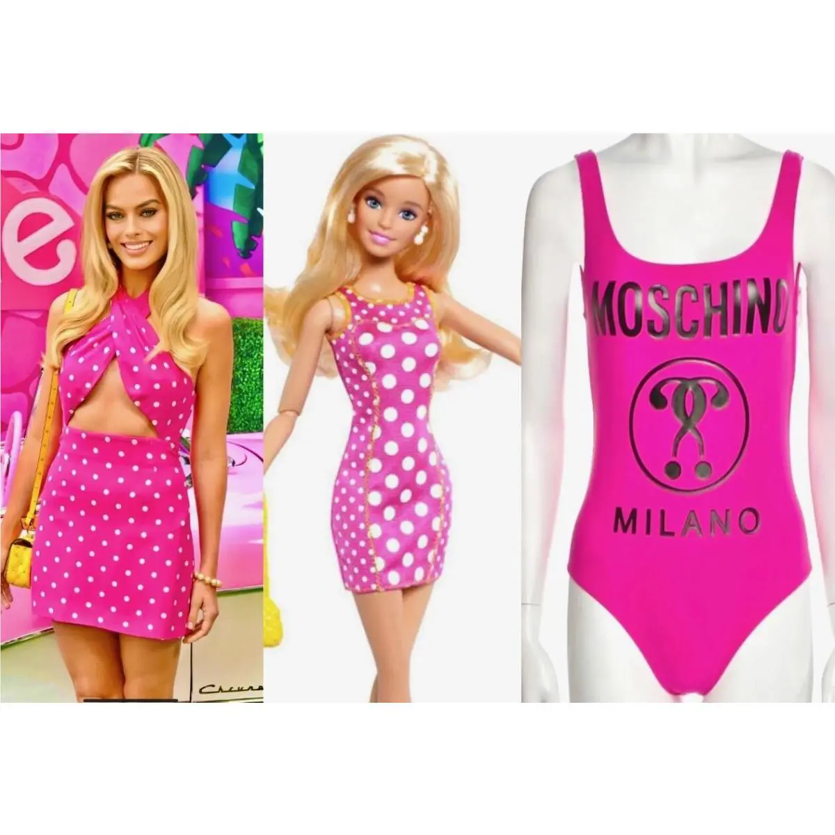 Moschino Barbie Pink One Piece Bathing Suit 2 4 Swim Swimsuit Bag Small S