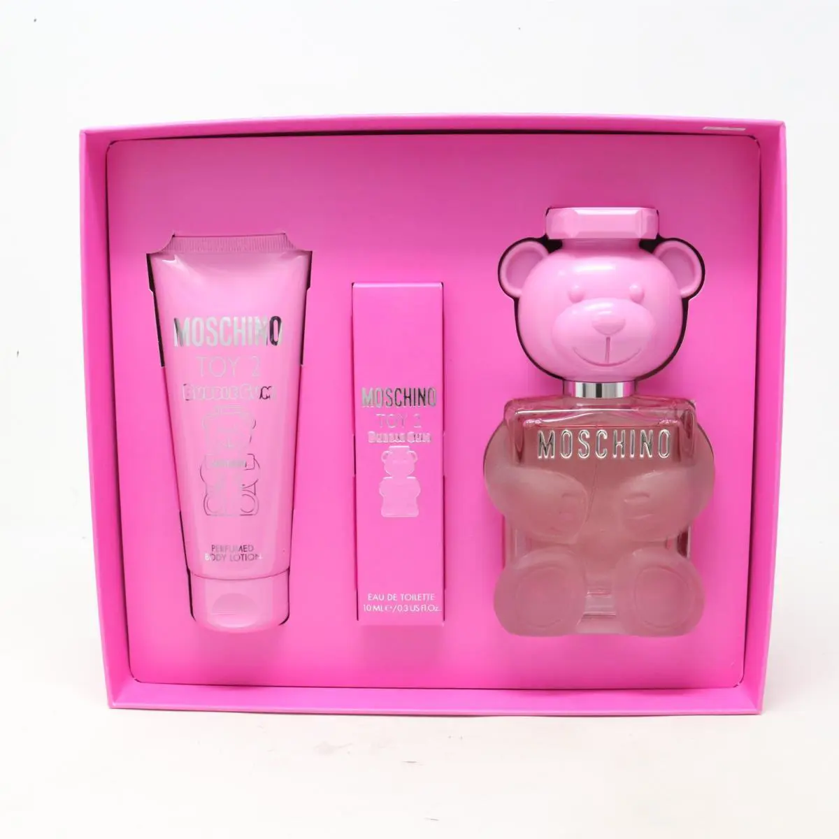 Moschino Toy 2 Bubble Gum 3pc Gift Set For Women100ml EDT+10ml EDT+100ml Lotion