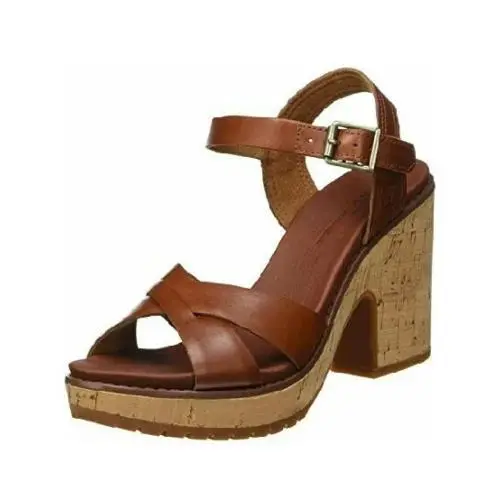 Timberland 7.5 Shoes Roslyn Ankle Strap Coco Brown Cork Platform Sandals