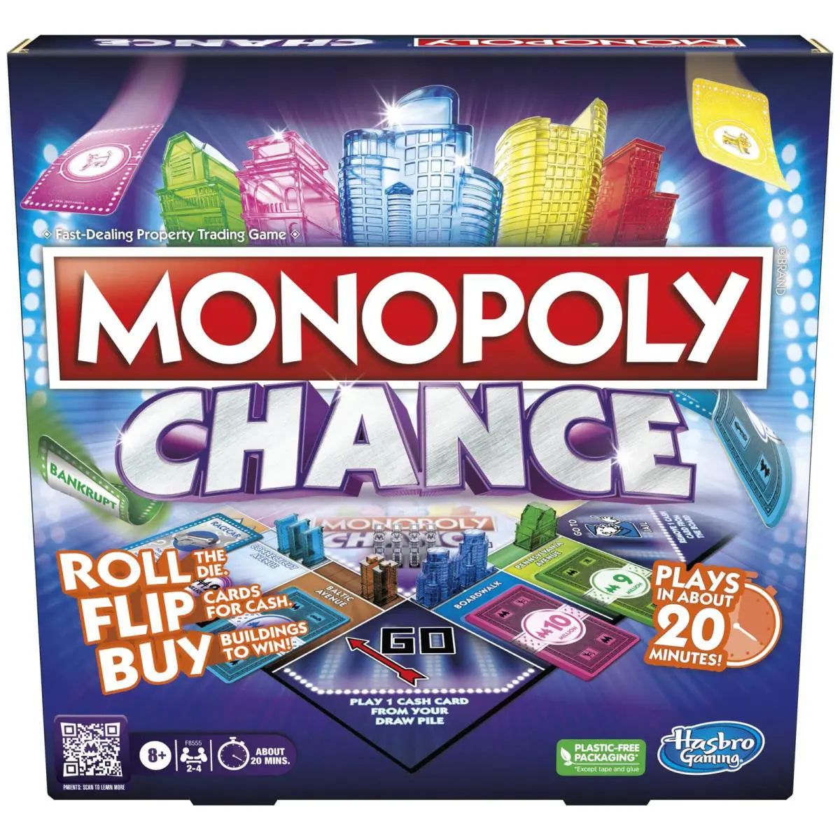 Monopoly Chance Board Game Fast-paced Monopoly Game 20 Min. Average Ages 8+