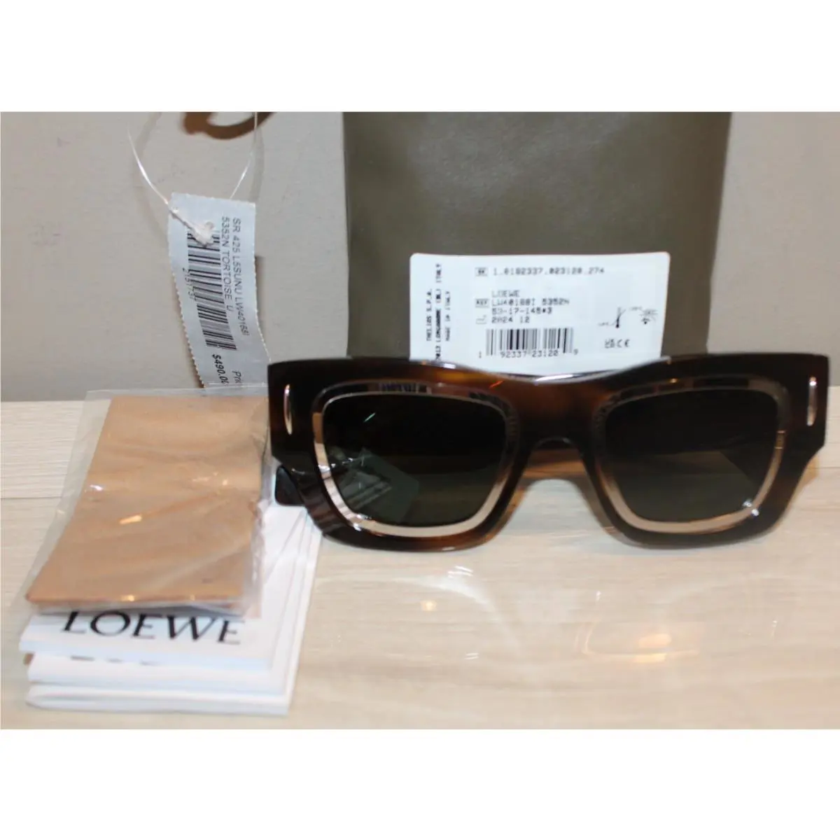Loewe Brown Cinema Double Layer Tortoise Shell Sunglasses W/tags Rtl