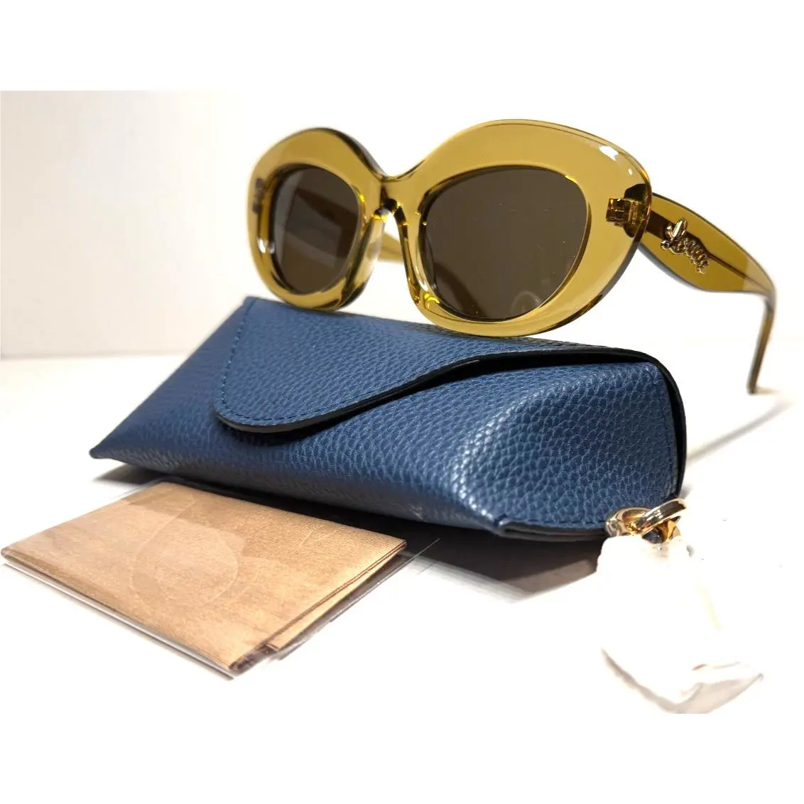 Loewe Curvy LW 40153I 96E Crystal Olive W/brown Lens Sunglasses 51-20