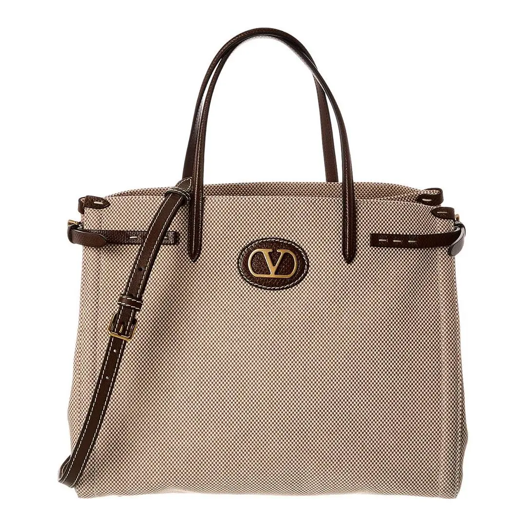 Valentino Antibes Canvas Leather Tote Women`s
