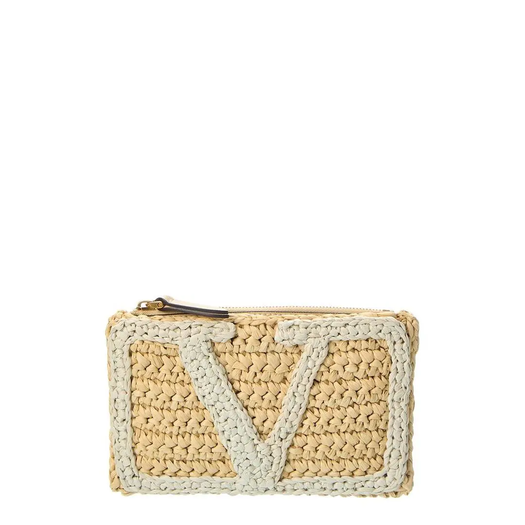 Valentino Viva Raffia Pouch Women`s Beige
