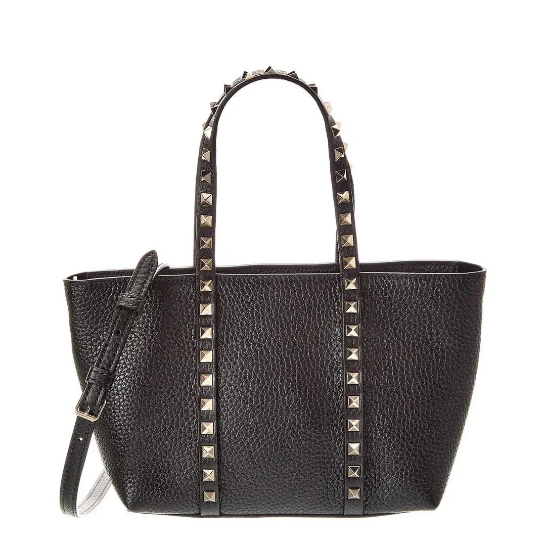 Valentino Rockstud Small Leather Tote Women`s Black - Exterior: Black