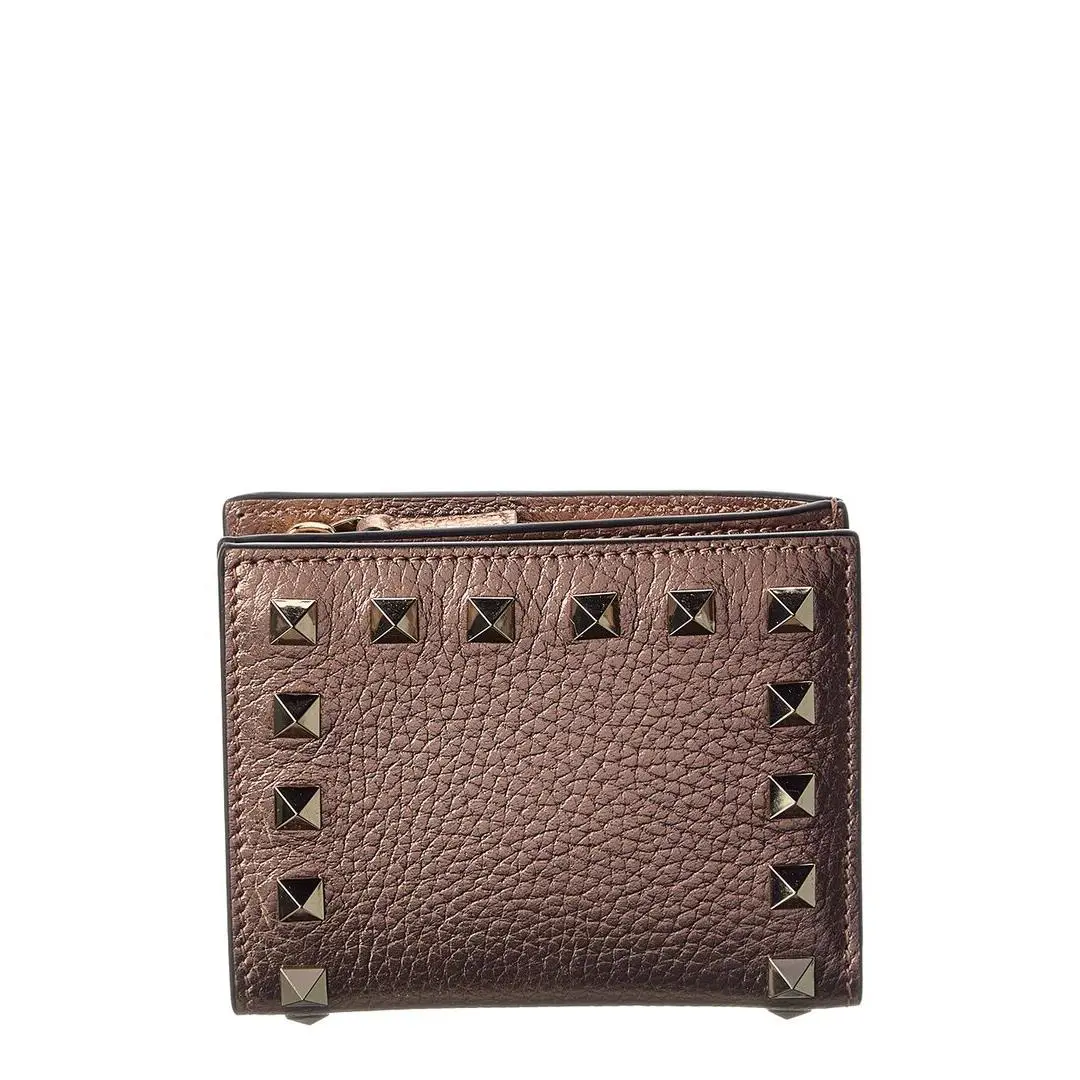 Valentino Rockstud Grainy Leather Card Case Women`s