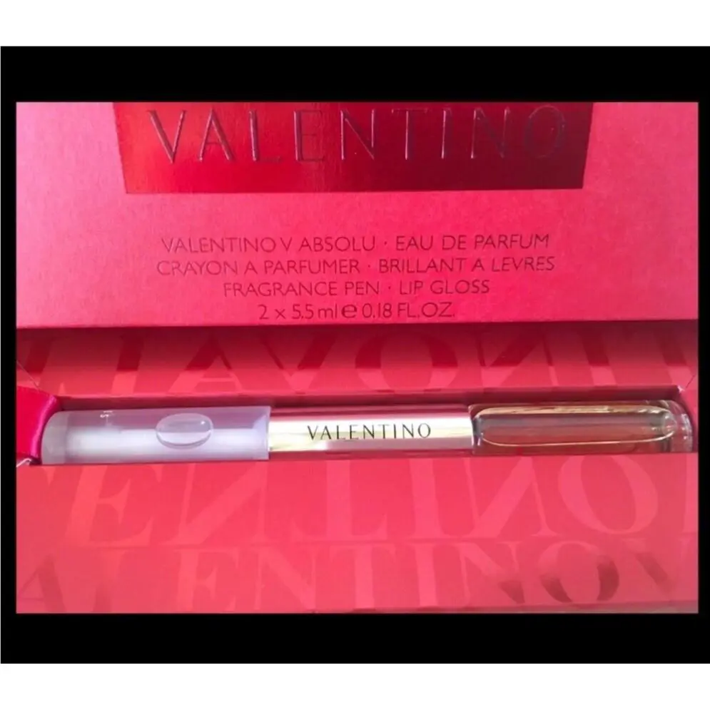 Valentino V Absolu Edp Rollerball 0.18 oz + Brillant Lip Gloss 0.18 oz Rare