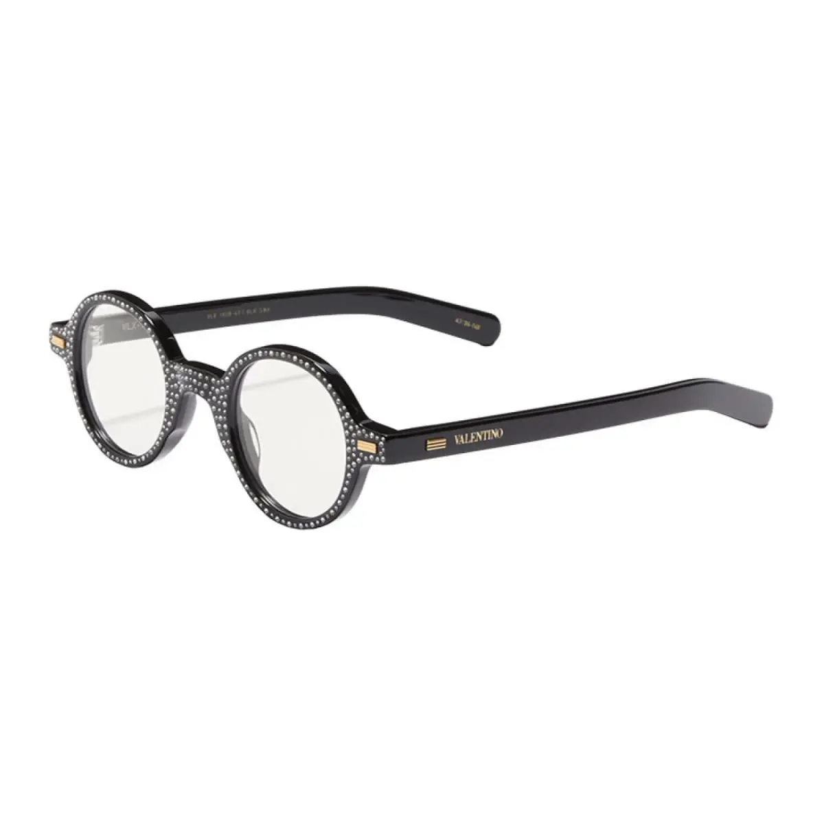 Valentino VLX-185 B Round Black with White Stones 43 mm Women`s Eyeglasses Frame