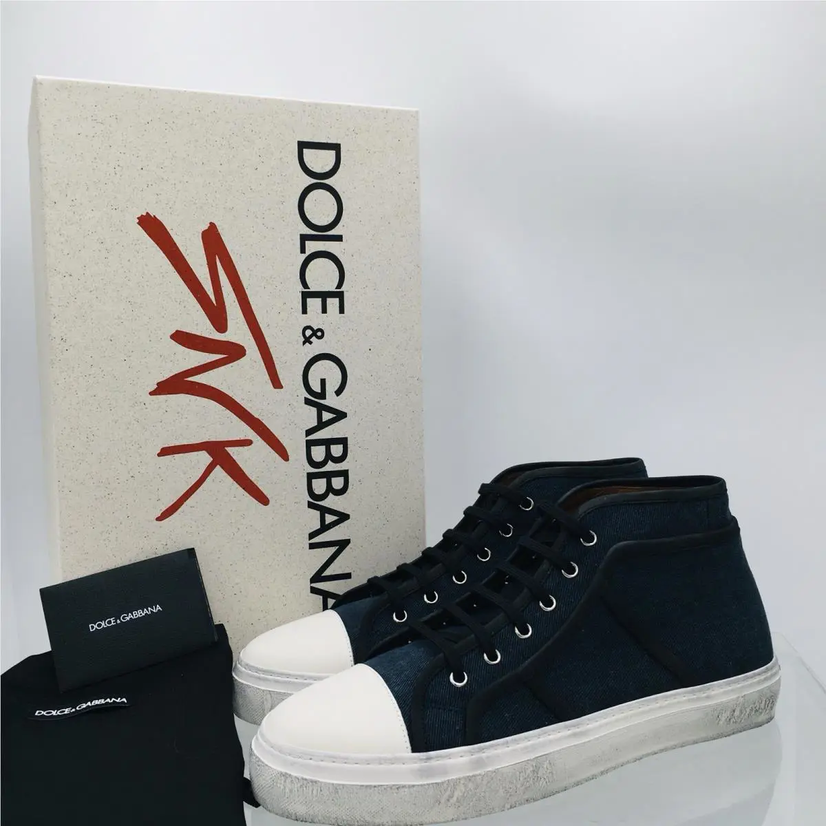 Dolce Gabbana Trill Nubuck Shoe Blue Notte High Top Sneaker Men’s Size 12 M