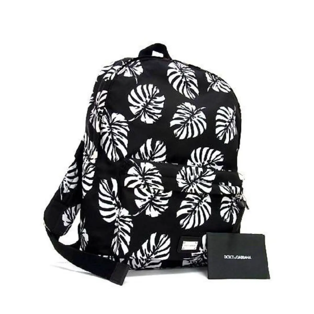 Dolce Gabbana Bambino Tropical Palm Leaf Print Nylon Leather Backpack