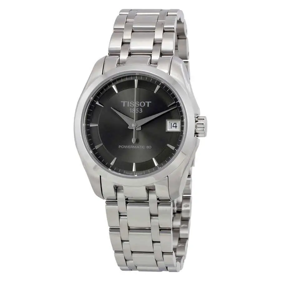 Tissot Couturier Powermatic 80 Automatic Ladies Watch T035.207.11.061.00 - Dial: Gray, Band: Gray, Bezel: Silver