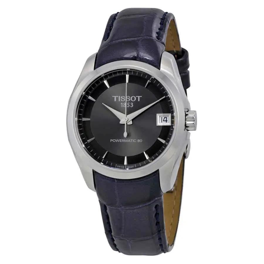 Tissot Couturier Lady Powermatic 80 Automatic Ladies Watch T035.207.16.061.00 - Dial: Black, Band: Black, Bezel: Silver