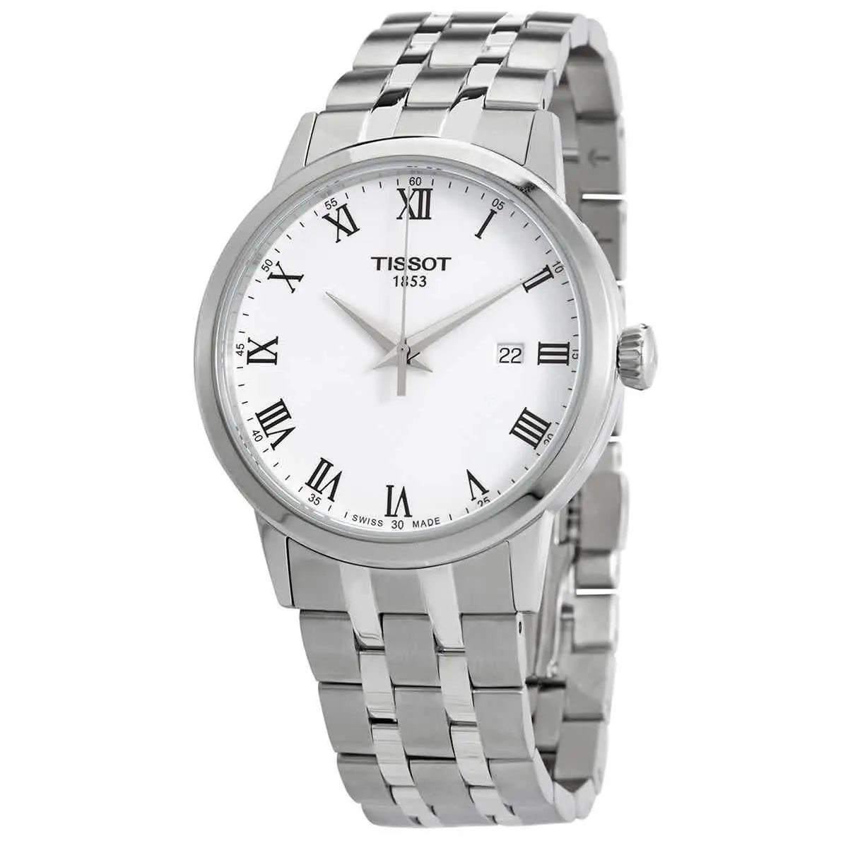 Tissot Classic Dream Quartz White Dial Men`s Watch T129.410.11.013.00 - Dial: White, Band: Gray, Bezel: Silver