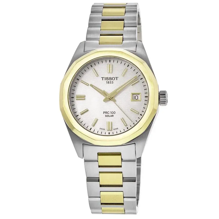 Tissot PRC100 Solar Silver Dial Two-tone Women`s Watch T151.822.22.031.00