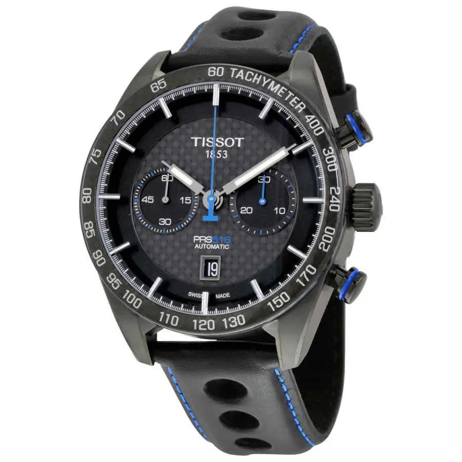Tissot Prs 516 Chronograph Automatic Men`s Watch T100.427.36.201.00 - Dial: Black, Band: Black, Bezel: Black