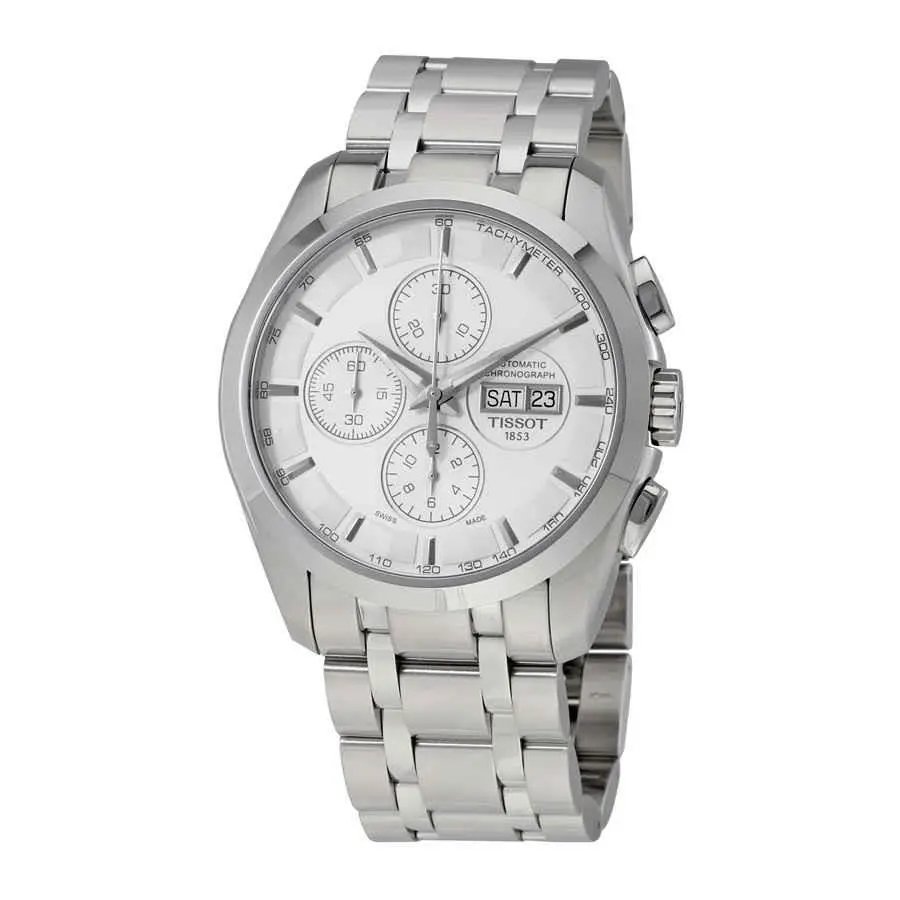 Tissot Couturier Chronograph Automatic Men`s Watch T035.614.11.031.00 - Dial: Silver, Band: Silver, Bezel: Silver