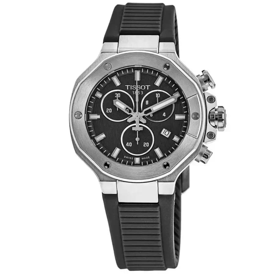 Tissot T-race Chronograph Black Dial Rubber Men`s Watch T141.817.17.051.00 - Face: Black, Dial: Black, Band: Black