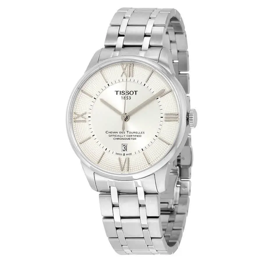 Tissot Chemin Des Tourelles Automatic Men`s Watch T0994081103800 - Dial: Silver, Band: Gray, Bezel: Silver