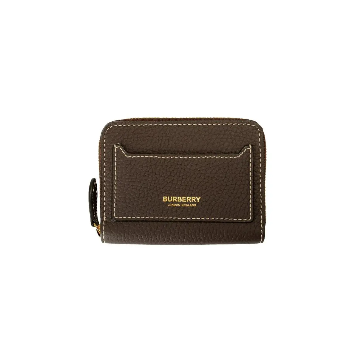 Burberry Pebble Leather Brown Mini Zip Around Wallet