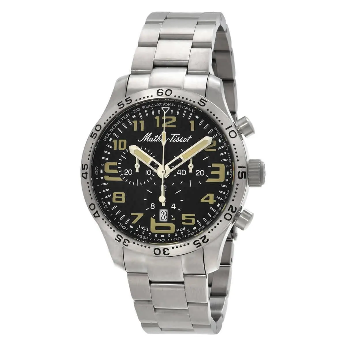 Mathey-tissot Type 21 Men’s Chronograph Watch Titanium Quartz Black Dial