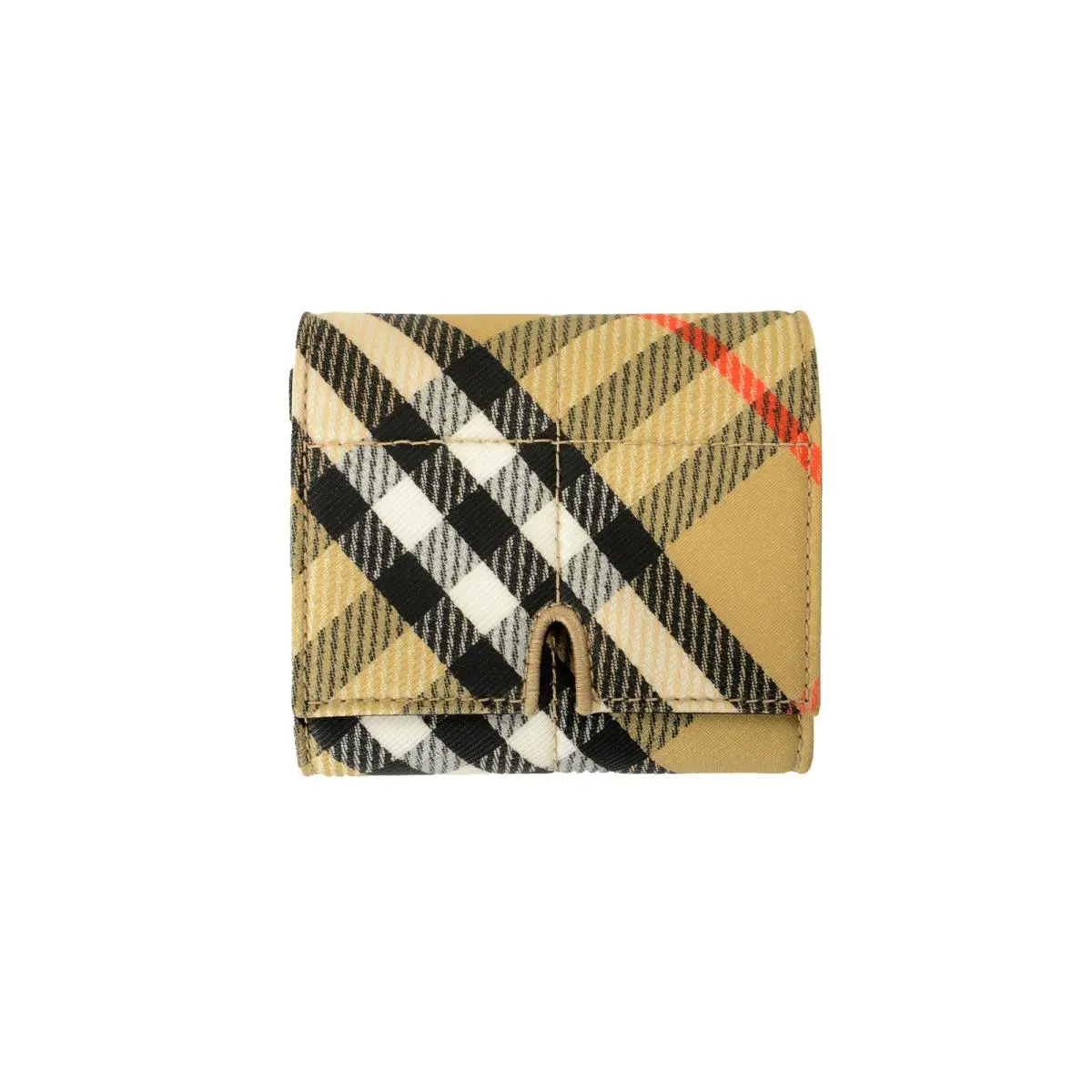 Burberry Sand Ip Check Snip Leather Compact Wallet