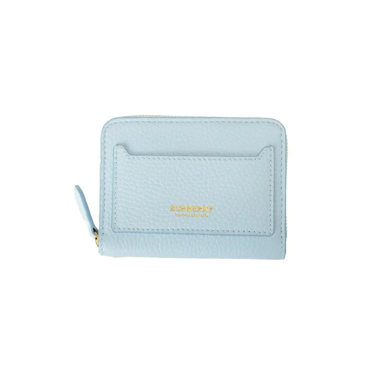 Burberry Pebble Leather Pale Blue Mini Zip Around Wallet