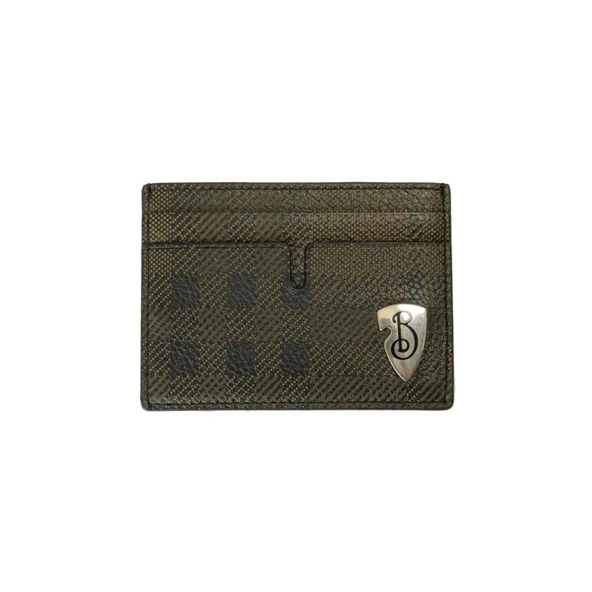 Burberry Sandon Leather Silver Logo Card Case Holder