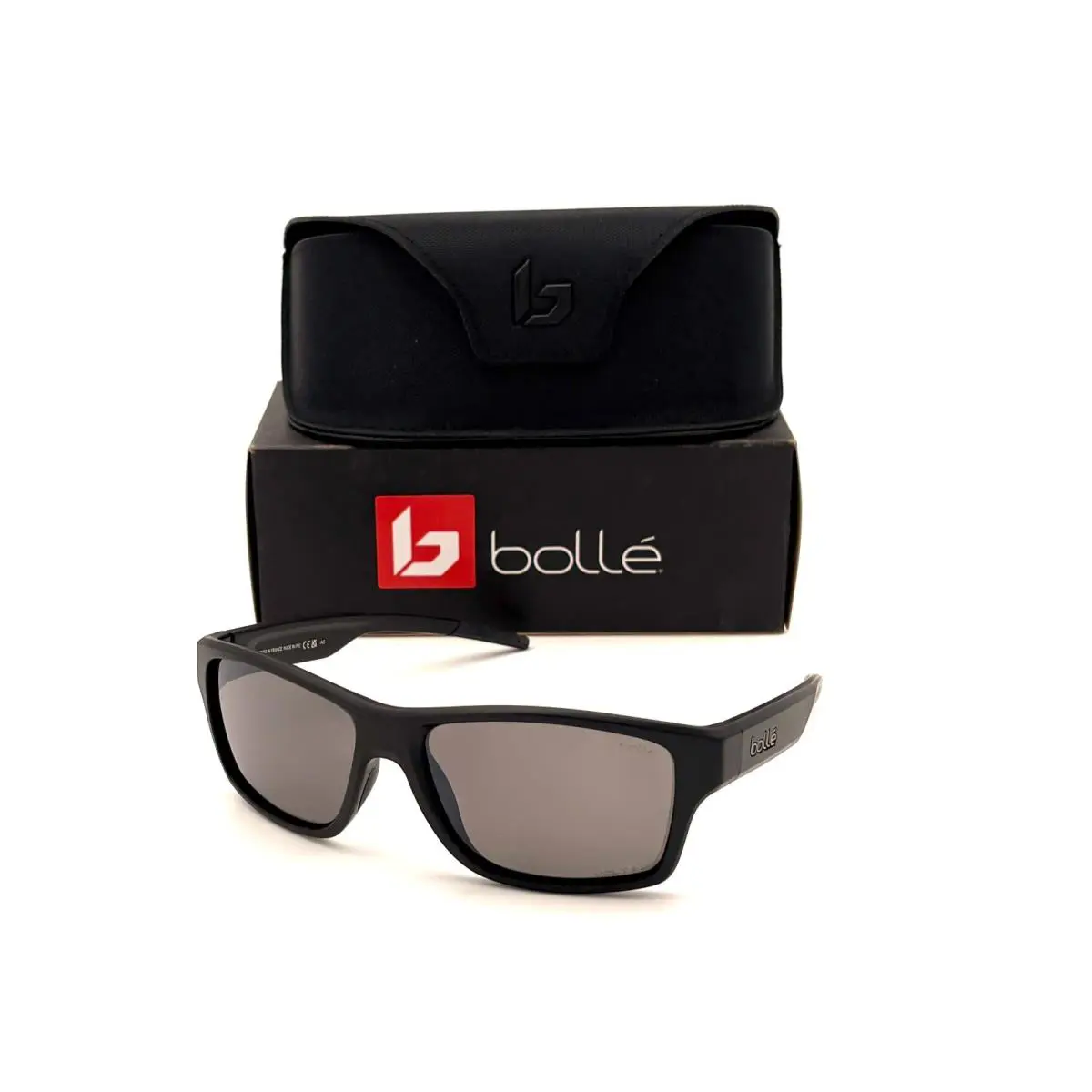 Bolle Status Matte Black / Volt + Gun Polarized 58mm Sunglasses - Frame: Matte Black, Lens: Volt Gun