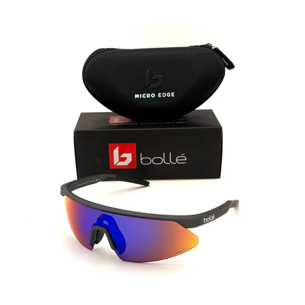 Bolle Micro Edge Matte Titanium / Volt Ultraviolet 137mm Sunglasses - Frame: Matte Titanium, Lens: Volt + Ultraviolet