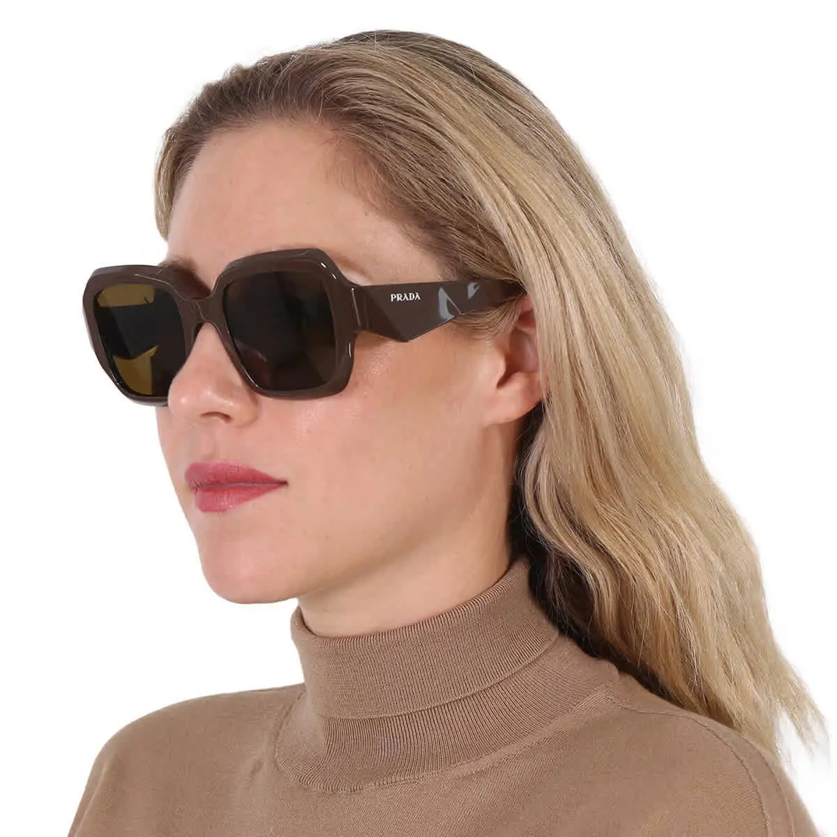 Prada Dark Brown Square Ladies Sunglasses PR 28ZS 15L09Z 53 PR 28ZS 15L09Z 53