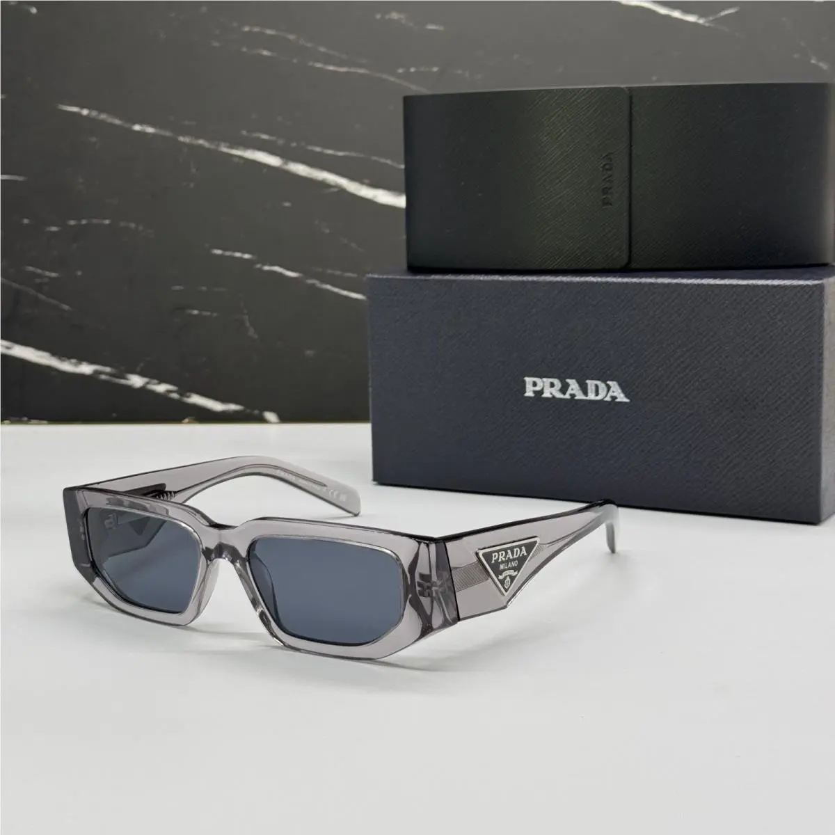 Prada PR09ZS 18S09T Sunglasses Transparent Gray Unisex PR 09ZS 18S09T Spr 0