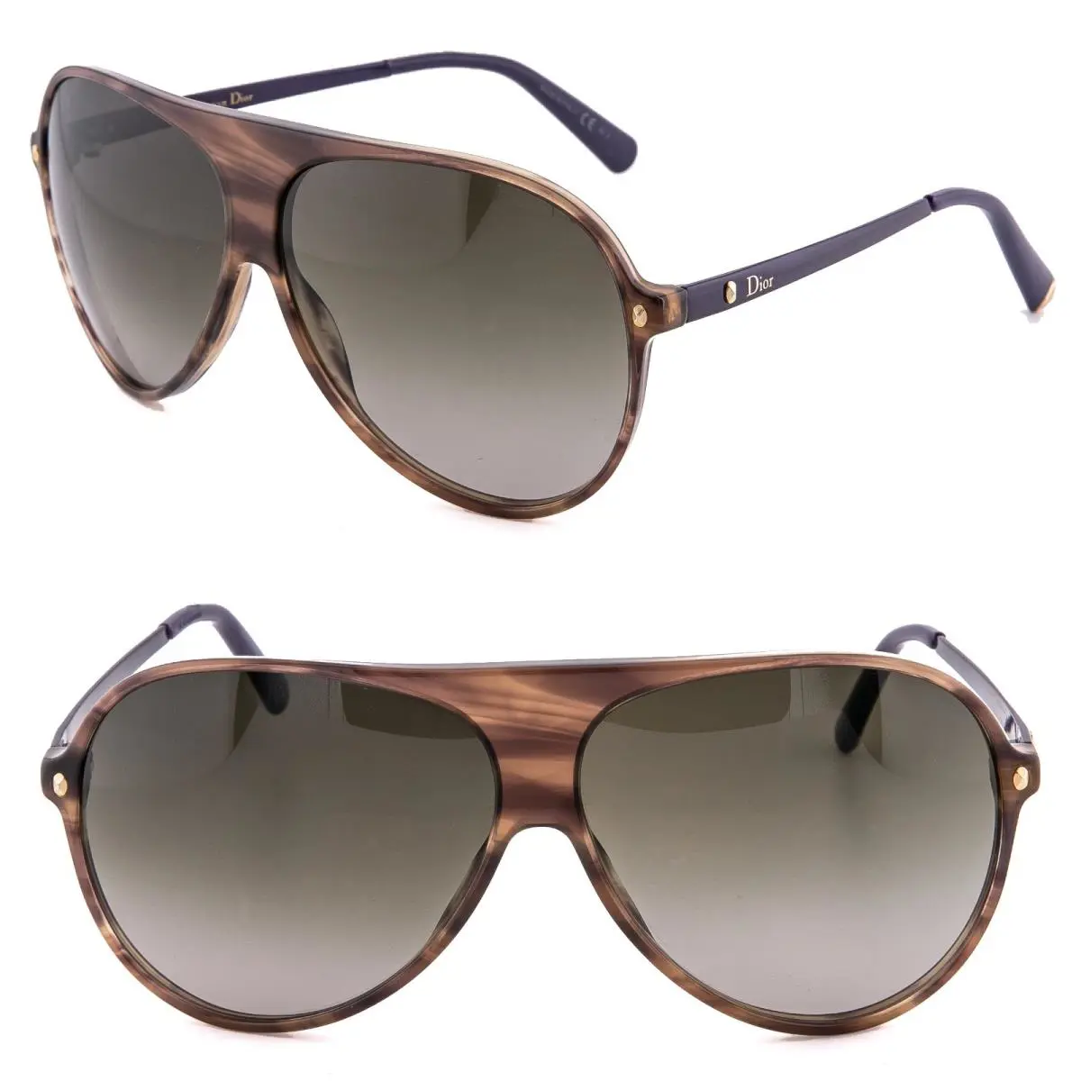 Christian  Tahuata Les Marquises Brown Purple Aviator Unisex Pilot Sunglass by Dior