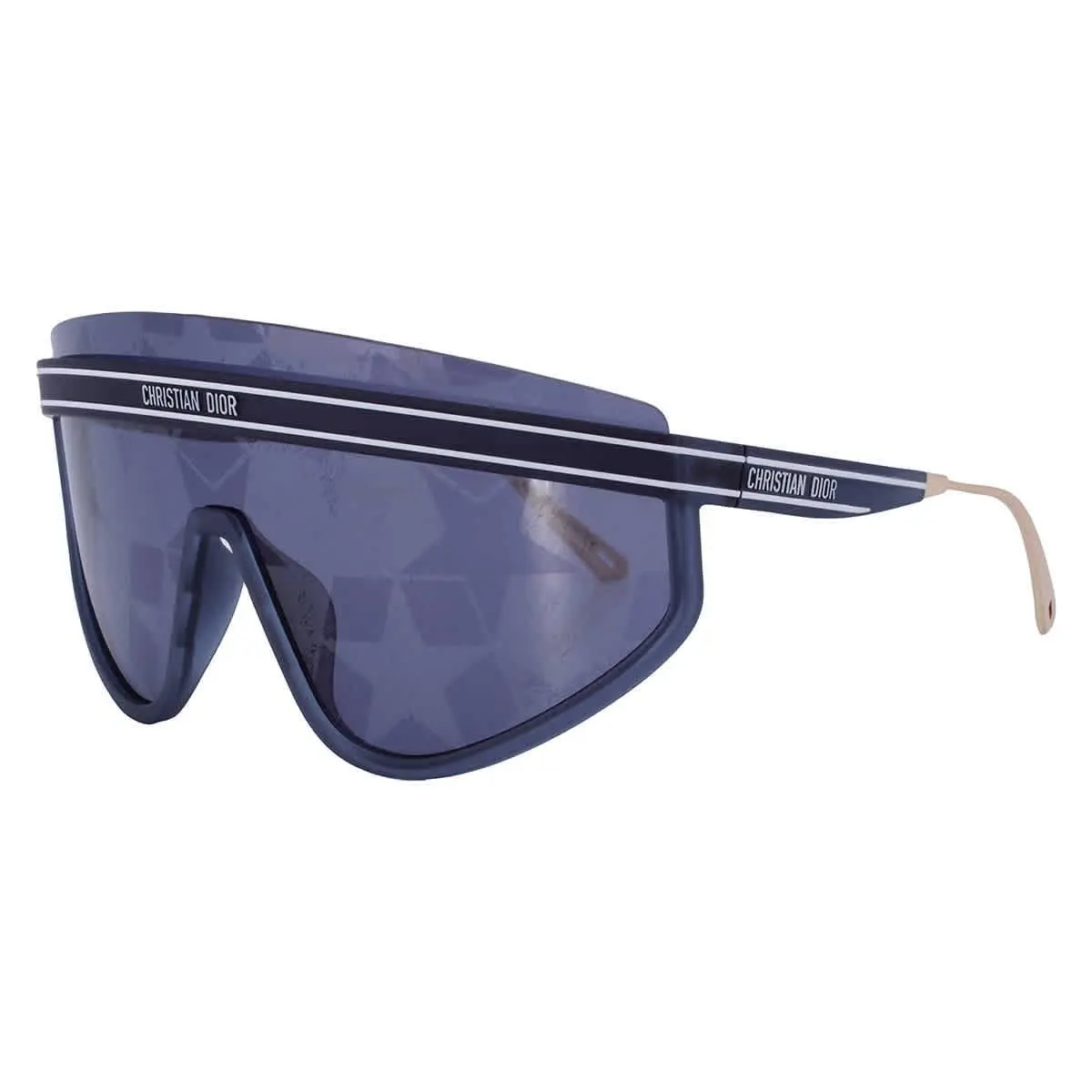 Dior Diorclub M2U Silver Mirrored Blue Star Monogram Shield Ladies Sunglasses - Blue, Frame: Blue, Lens: Multi