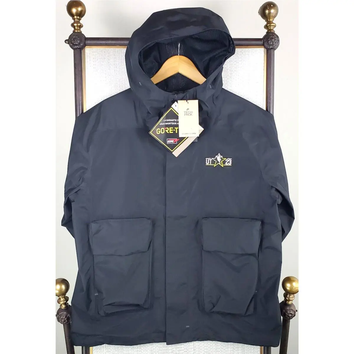 Nike clothing - golf casual jacket coat windbreaker swoosh nike fit full zip waterproof windproof vintage performance sportswear wicking breathable 2023 nba all star game storm fit advanvced goretex gore tex salt - Black 17