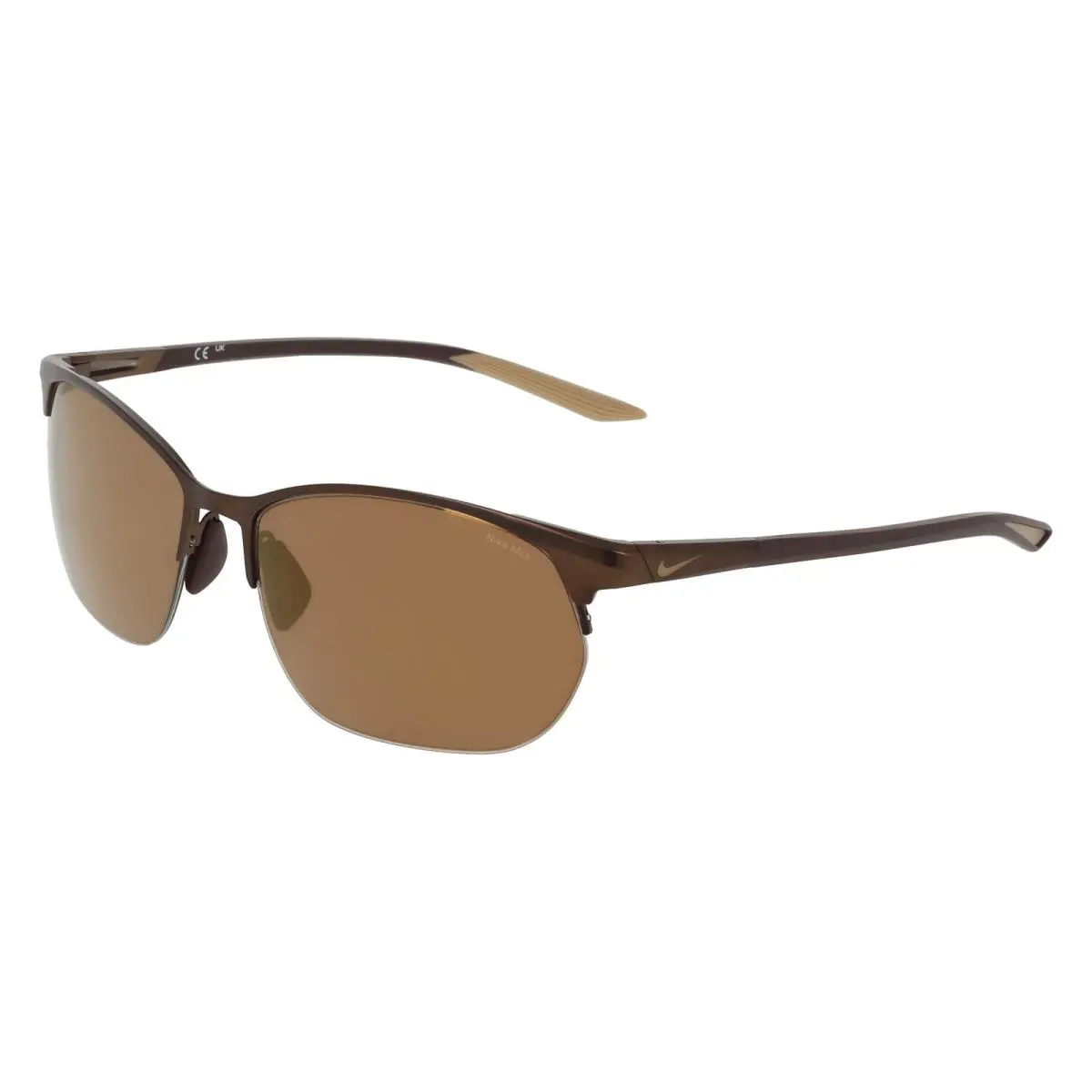 Nike Modern Metal Zone IH0911X Brushed Walnut Amber Mirror 201 Sunglasses