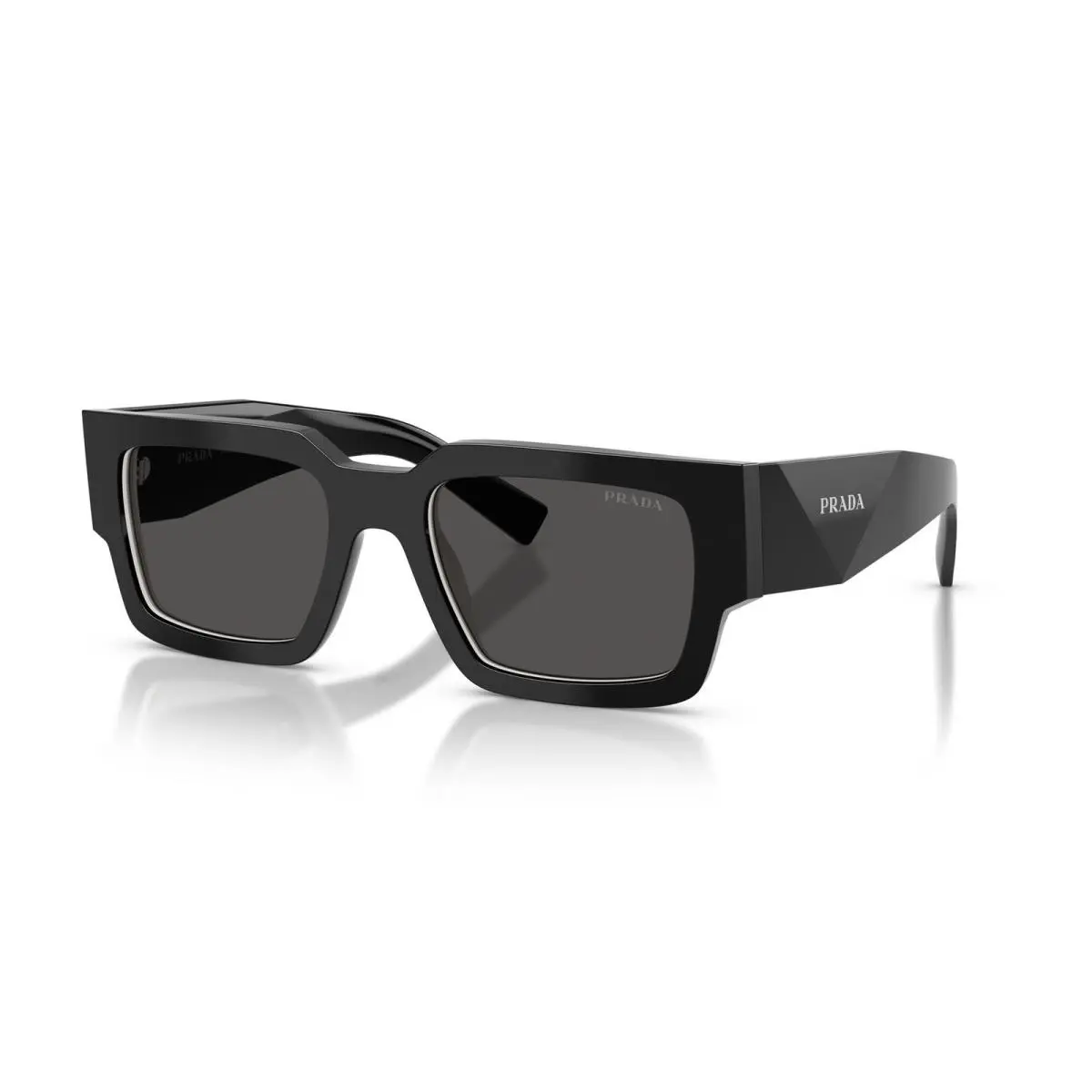 Prada PR B17S 16K08Z Sunglasses 54mm Black Talc / Dark Grey Solid Lens